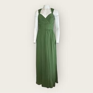 NWT | After Six | Lux Chiffon Sweetheart Maxi Dress | Vineyard Green | Size 10